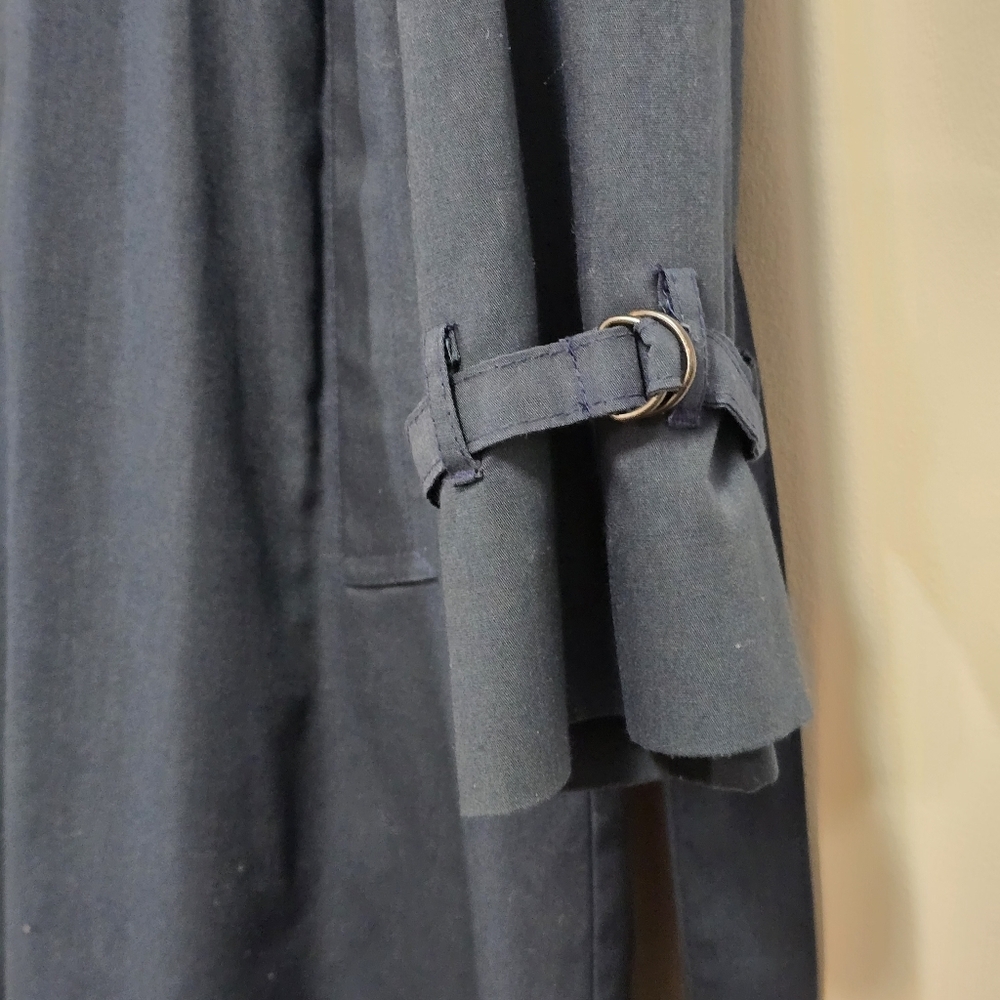 Vintage London Fog Classic Hooded Navy Blue Long Trench Coat Size 18 M UK - Picture 4 of 12